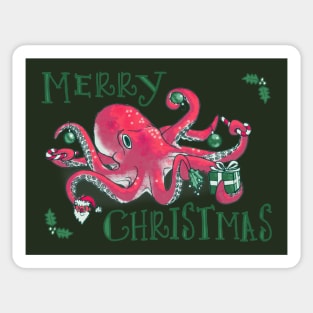 Christmas Octopus Sticker